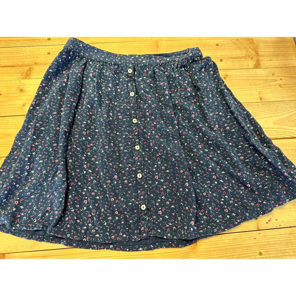 Abercrombie & Fitch Navy Floral Button Front Mini Skirt Medium Ditsy Print